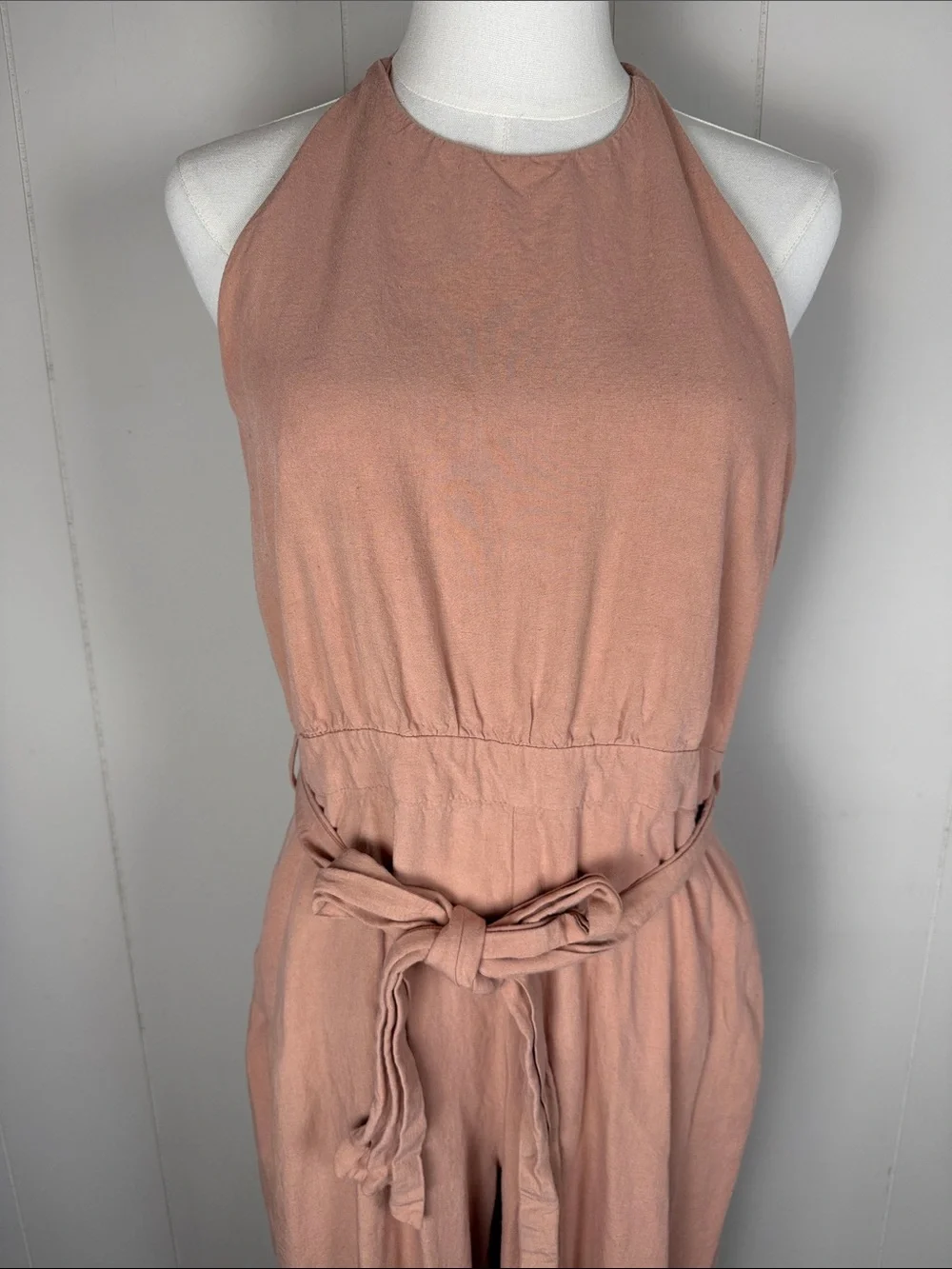 Zara Linen Blend Rustic Jumpsuit Long Size Large Boho Earthy Indie Resort
